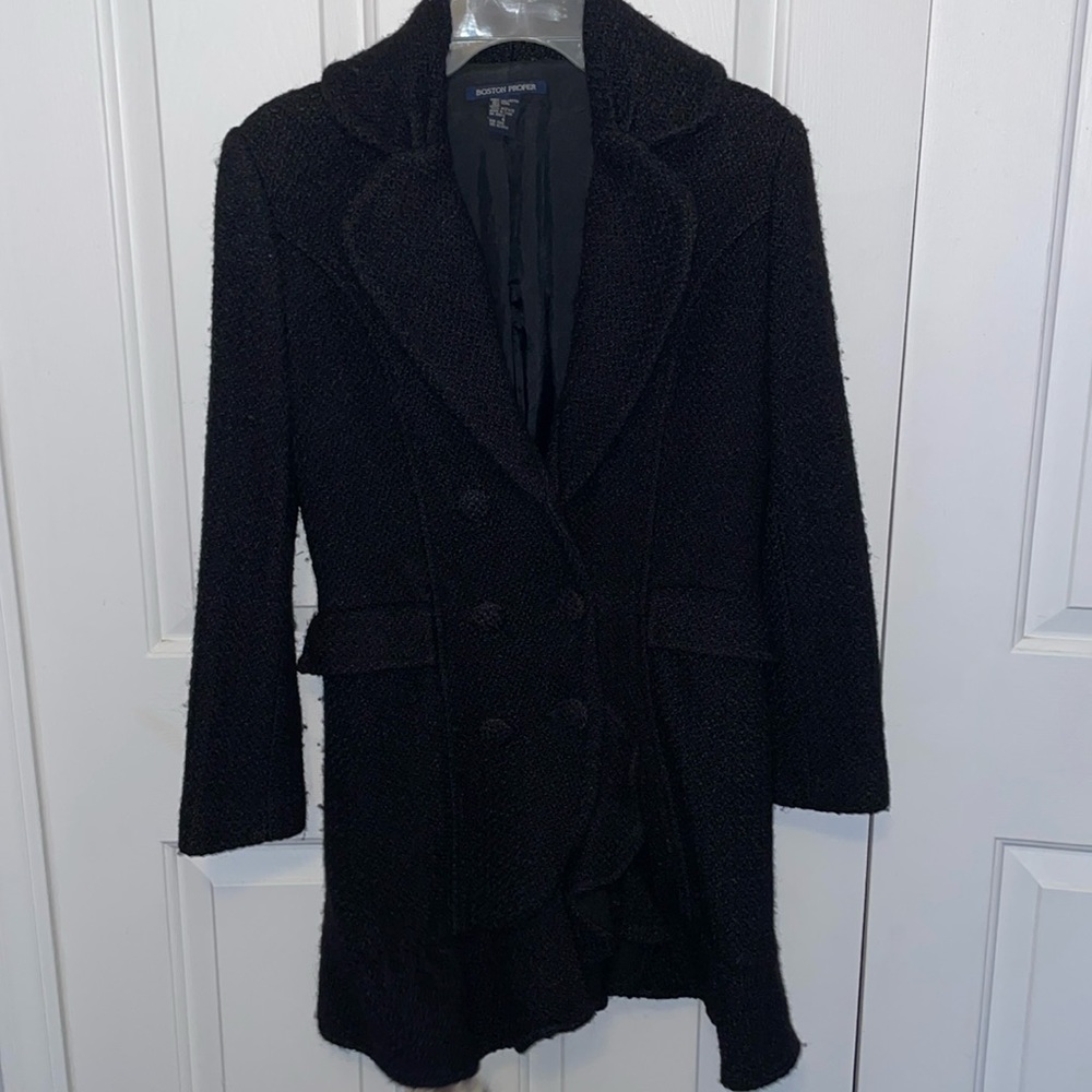 Boston Proper Sz 4 wool Blend Textured double breasted Coat GUC PCH